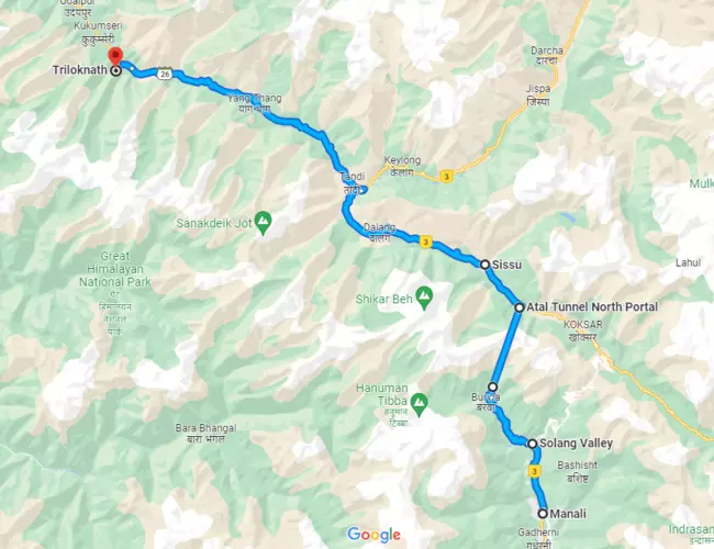 Manali to Trilokinath Taxi - Trilokinath Road